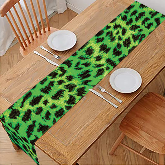 Green And Black Cheetah Print Table Runner