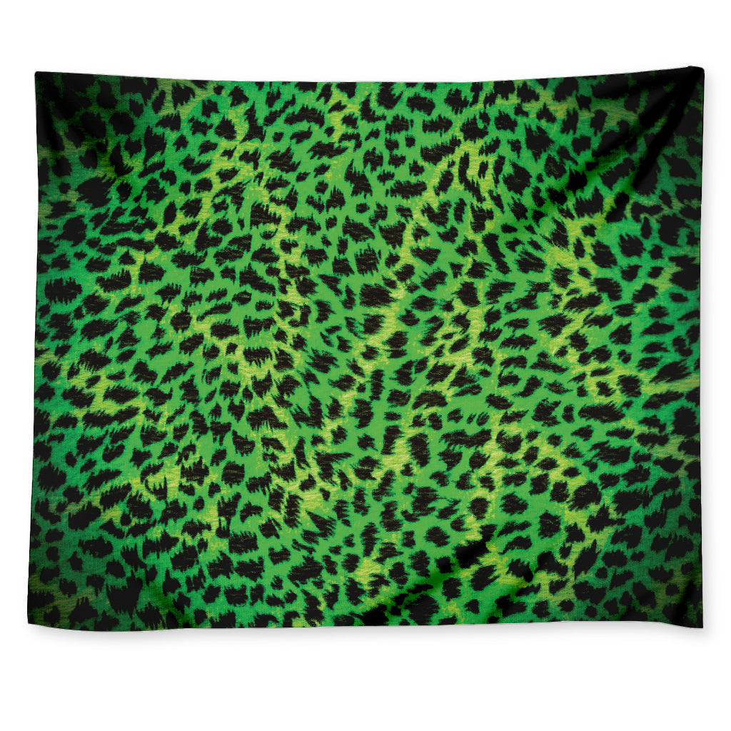 Green And Black Cheetah Print Tapestry