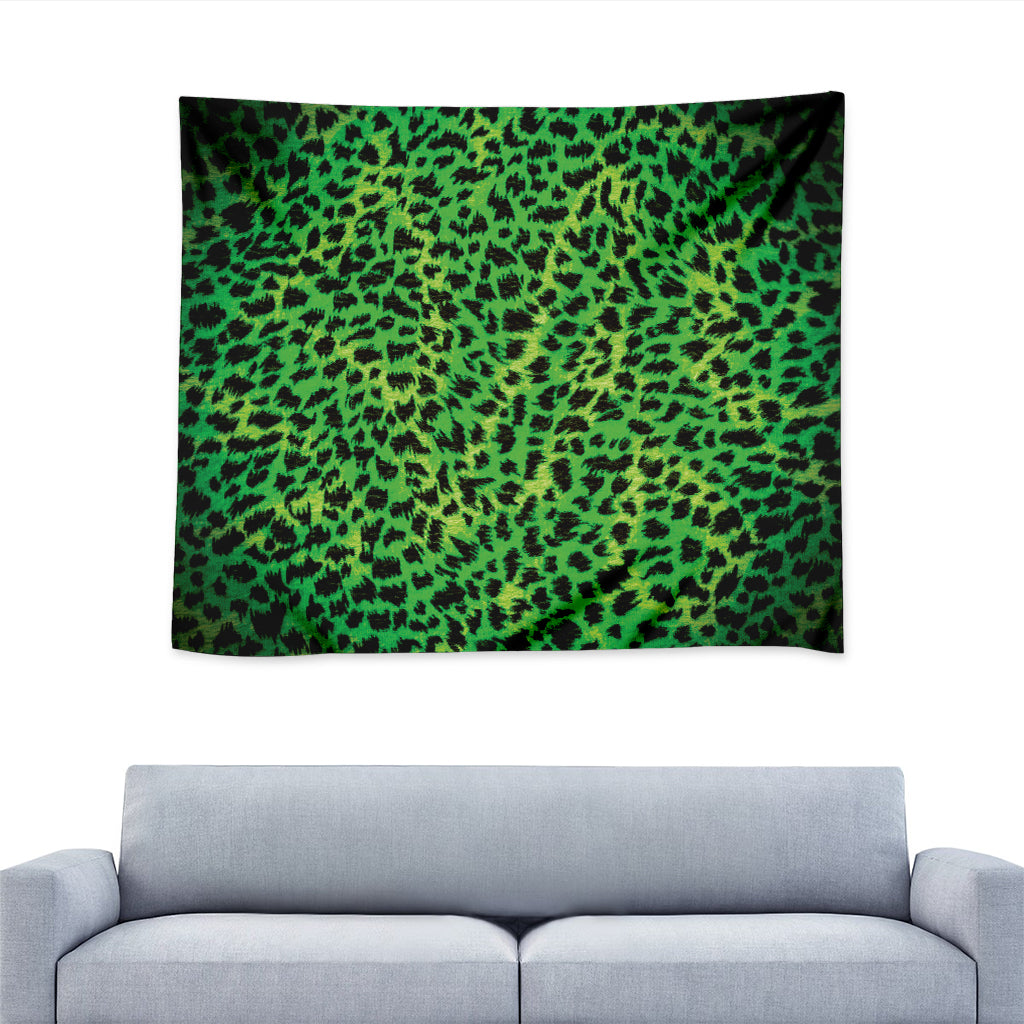 Green And Black Cheetah Print Tapestry