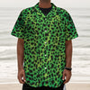 Green And Black Cheetah Print Textured Short Sleeve Shirt