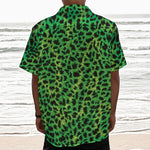 Green And Black Cheetah Print Textured Short Sleeve Shirt