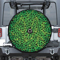 Green And Black Cheetah Print Tire Cover With Camera Hole