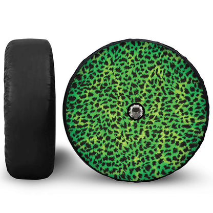 Green And Black Cheetah Print Tire Cover With Camera Hole