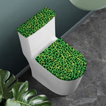 Green And Black Cheetah Print Toilet Lid And Tank Cover Set