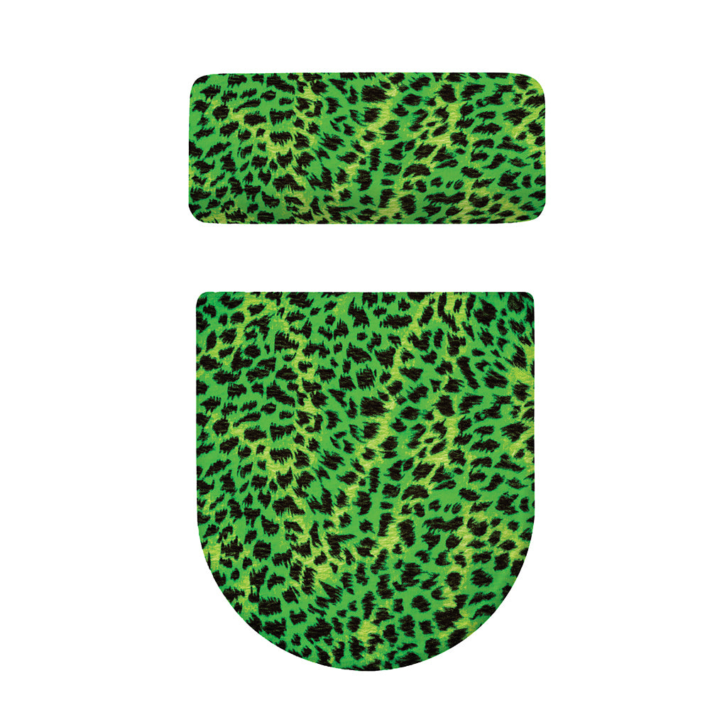Green And Black Cheetah Print Toilet Lid And Tank Cover Set