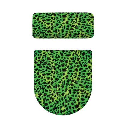 Green And Black Cheetah Print Toilet Lid And Tank Cover Set