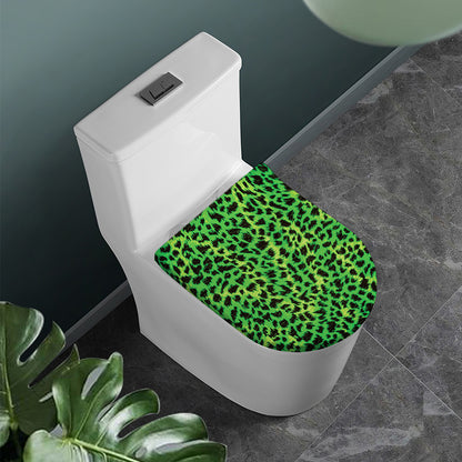 Green And Black Cheetah Print Toilet Lid Cover