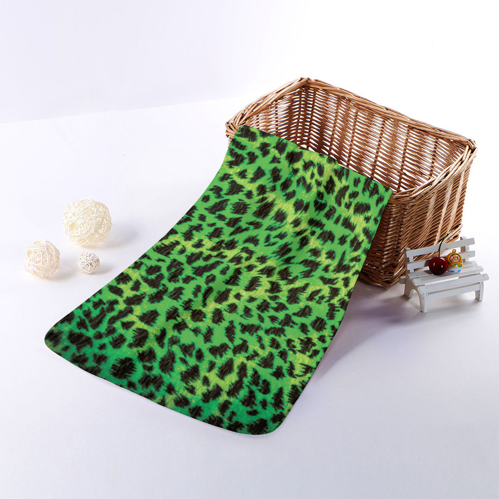 Green And Black Cheetah Print Towel