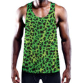 Green And Black Cheetah Print Men's Workout Tank Top