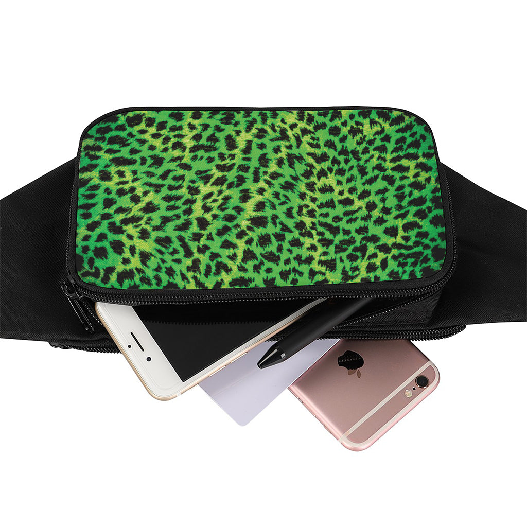 Green And Black Cheetah Print Waist Bag