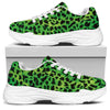 Green And Black Cheetah Print White Chunky Shoes