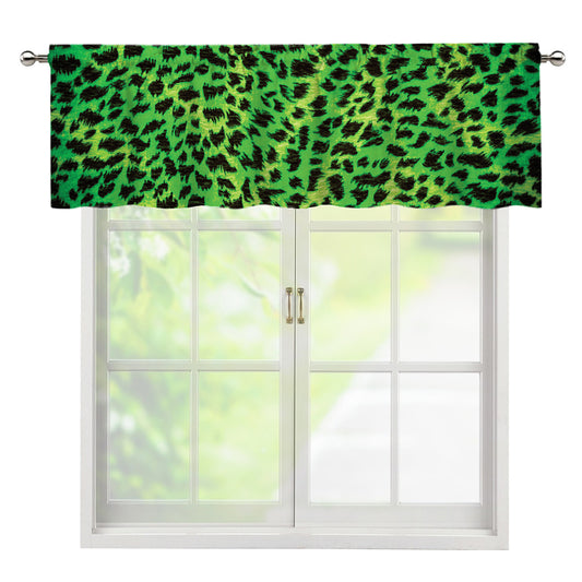 Green And Black Cheetah Print Window Valance