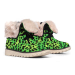 Green And Black Cheetah Print Winter Boots