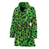 Green And Black Cheetah Print Women's Bathrobe