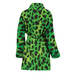 Green And Black Cheetah Print Women's Bathrobe