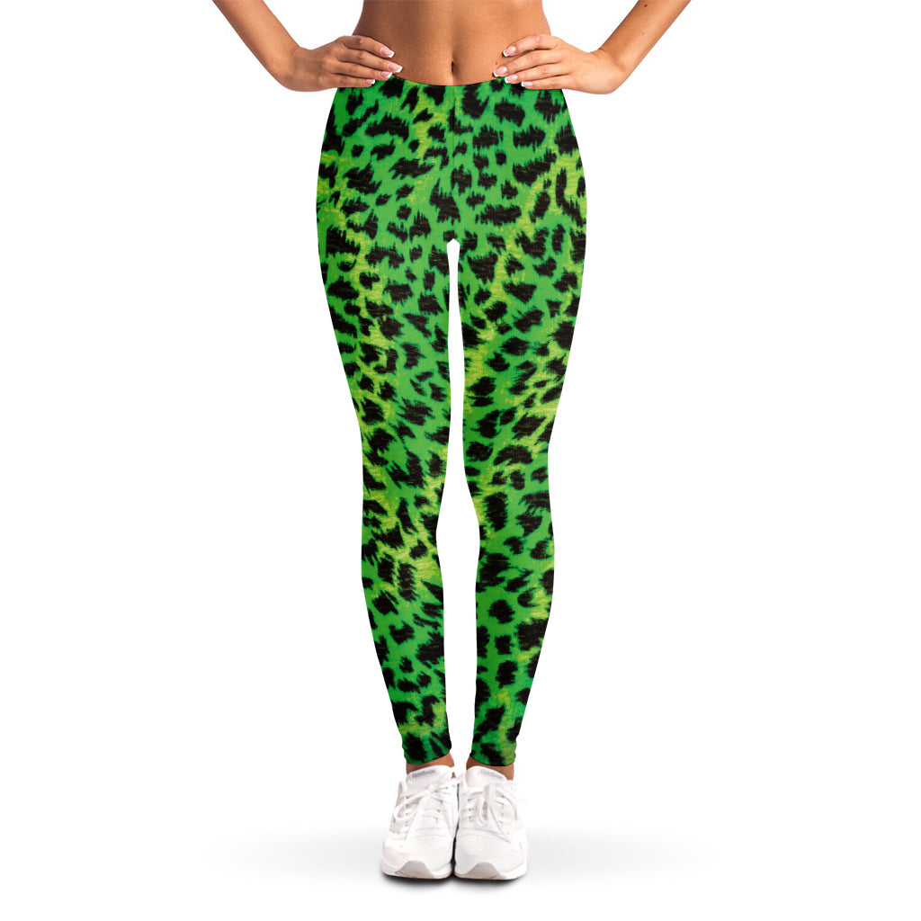 Green And Black Cheetah Print Women's Leggings