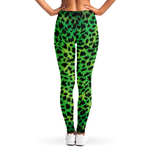 Green And Black Cheetah Print Women's Leggings