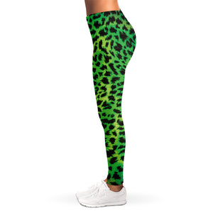 Green And Black Cheetah Print Women's Leggings