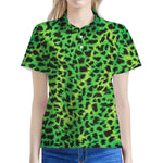 Green And Black Cheetah Print Women's Polo Shirt