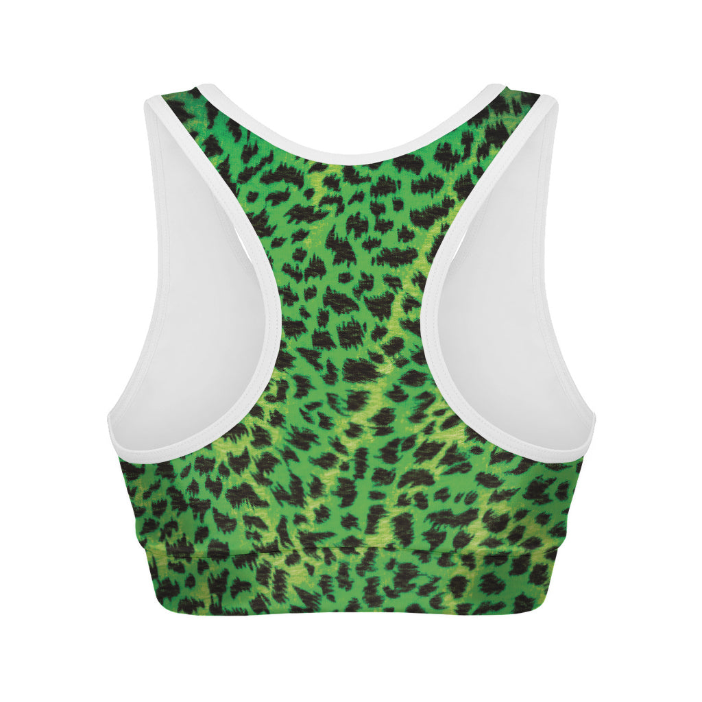 Green And Black Cheetah Print Women's Sports Bra