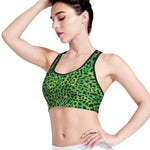 Green And Black Cheetah Print Women's Sports Bra