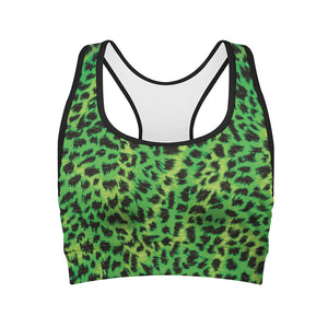 Green And Black Cheetah Print Women's Sports Bra