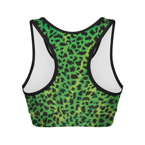 Green And Black Cheetah Print Women's Sports Bra