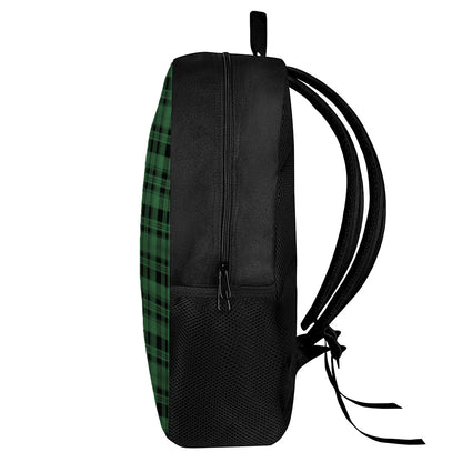 Green And Black Tartan Pattern Print 17 Inch Backpack