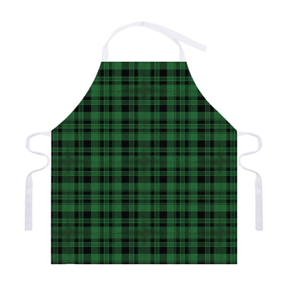 Green And Black Tartan Pattern Print Adjustable Apron