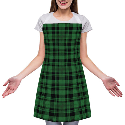 Green And Black Tartan Pattern Print Adjustable Apron