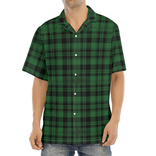 Green And Black Tartan Pattern Print Aloha Shirt