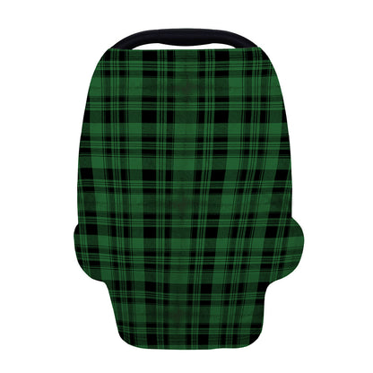 Green And Black Tartan Pattern Print Baby Seat Cover
