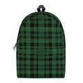 Green And Black Tartan Pattern Print School Backpack