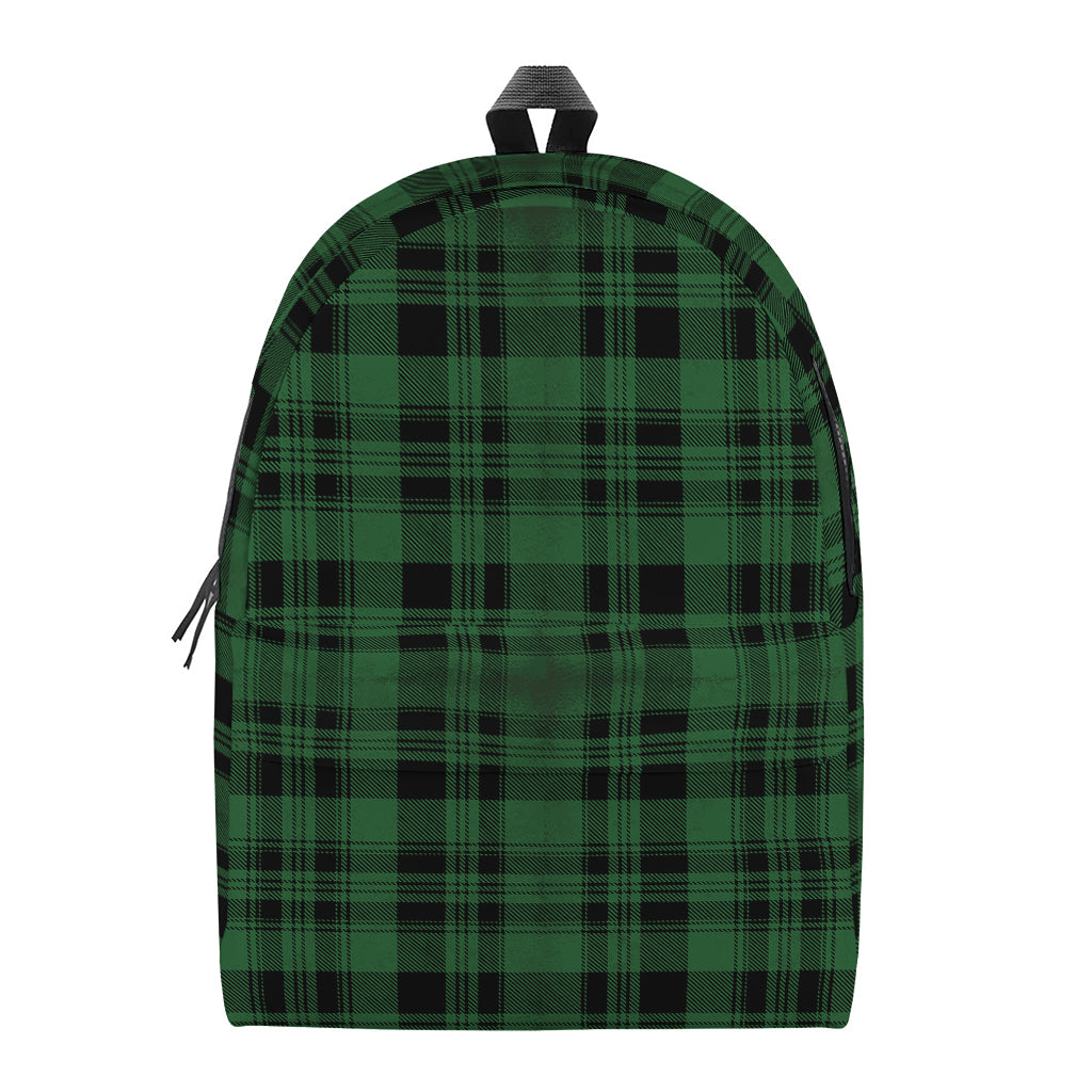 Green And Black Tartan Pattern Print Backpack