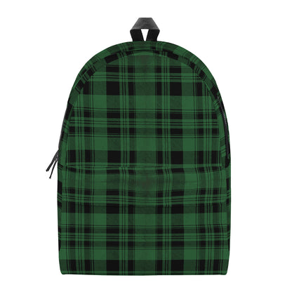 Green And Black Tartan Pattern Print Backpack