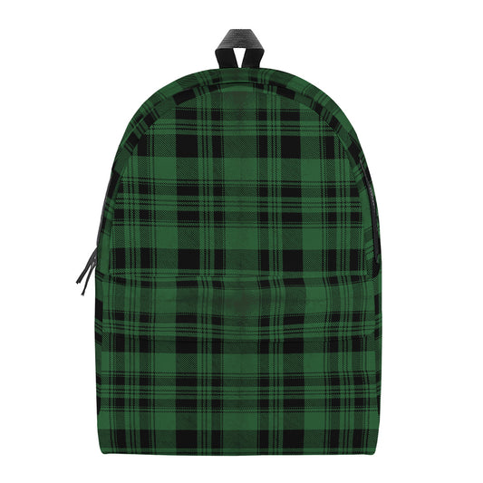 Green And Black Tartan Pattern Print Backpack