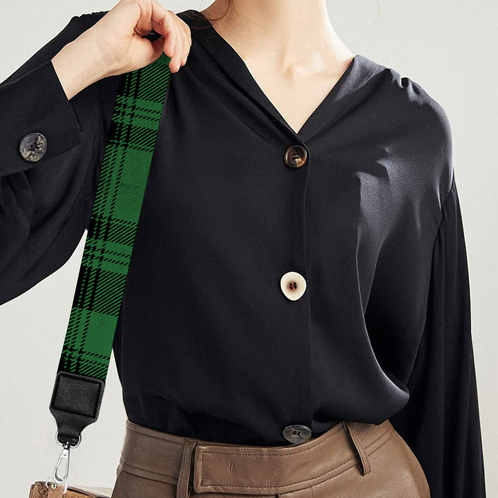 Green And Black Tartan Pattern Print Bag Strap