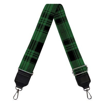 Green And Black Tartan Pattern Print Bag Strap