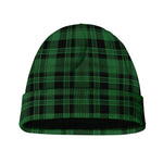 Green And Black Tartan Pattern Print Beanie