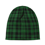 Green And Black Tartan Pattern Print Beanie