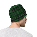 Green And Black Tartan Pattern Print Beanie