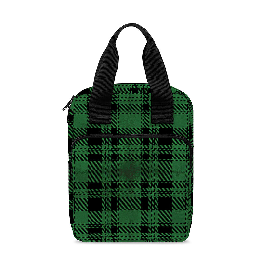 Green And Black Tartan Pattern Print Bible Tote Bag