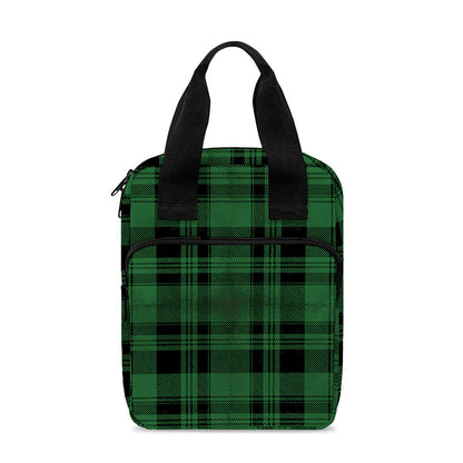 Green And Black Tartan Pattern Print Bible Tote Bag