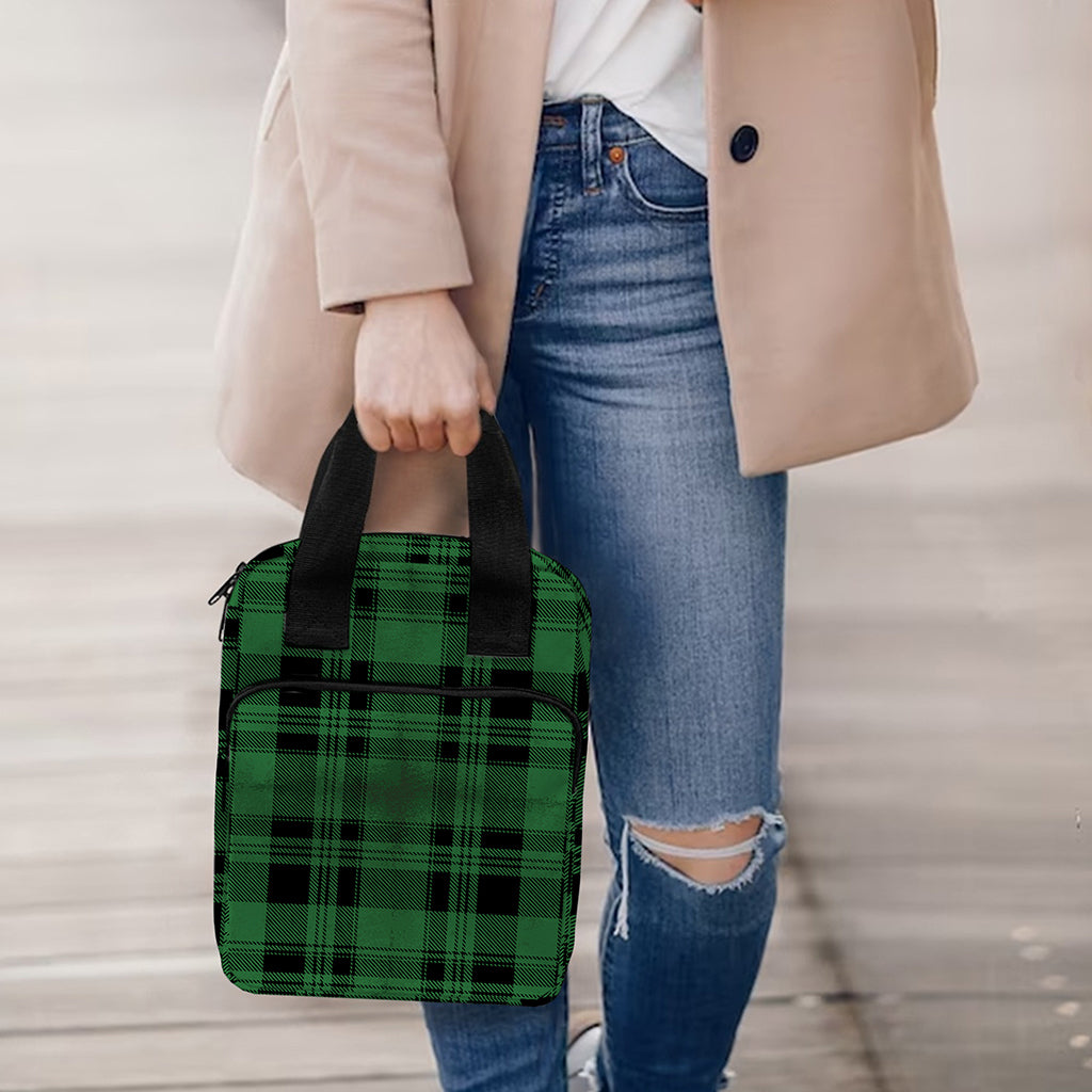 Green And Black Tartan Pattern Print Bible Tote Bag