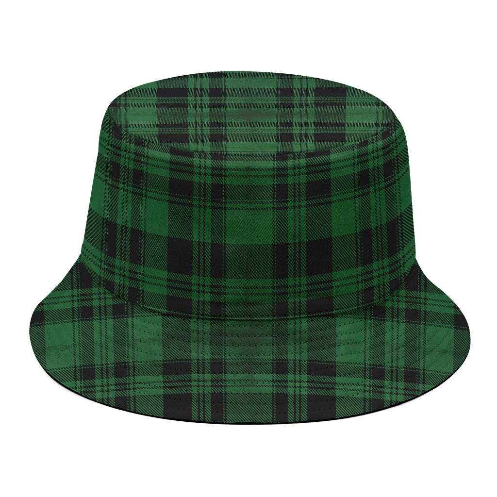 Green And Black Tartan Pattern Print Bucket Hat