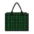 Green And Black Tartan Pattern Print Canvas Tote Bag