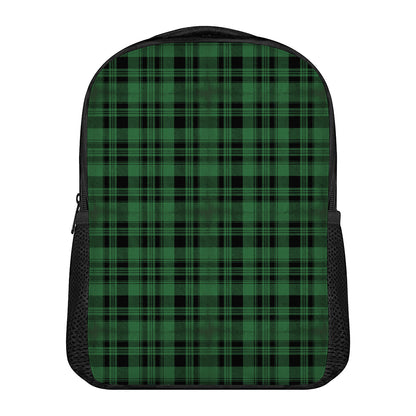 Green And Black Tartan Pattern Print Casual Backpack
