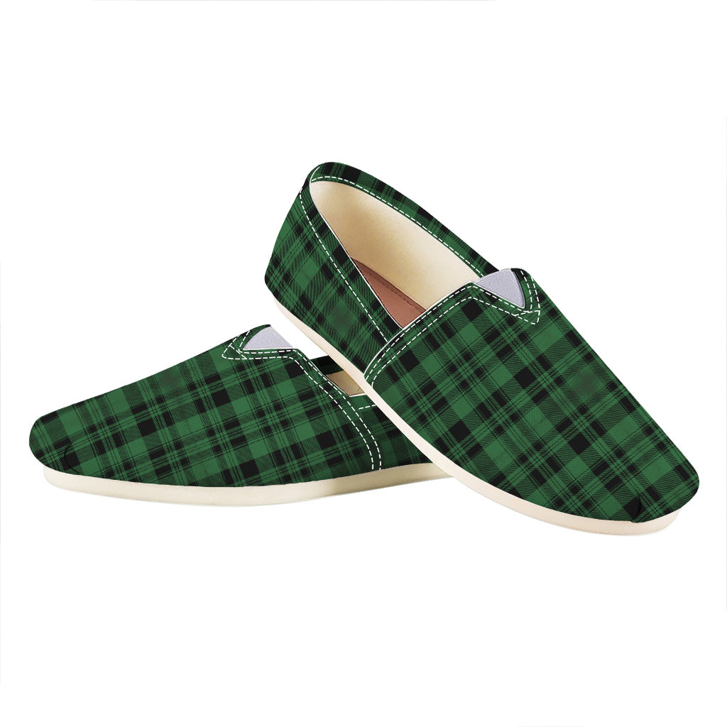 Green And Black Tartan Pattern Print Casual Shoes