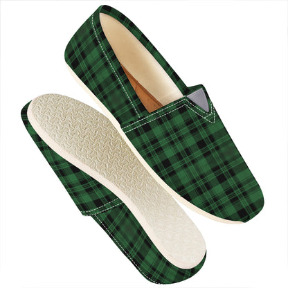 Green And Black Tartan Pattern Print Casual Shoes