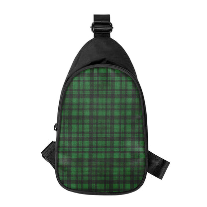 Green And Black Tartan Pattern Print Chest Bag